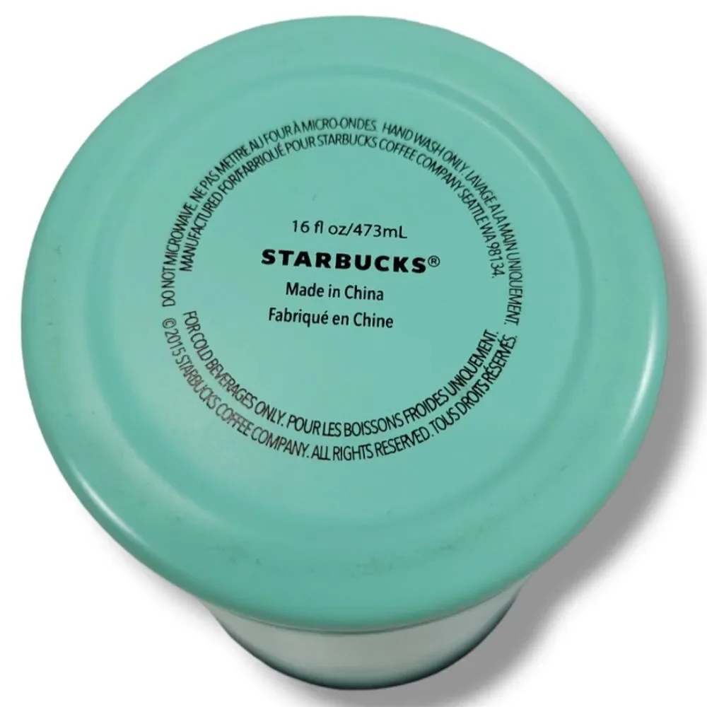 Starbucks Tumbler 2015 Stainless Steel Tumbler Cup Blue 16 fl oz No Straw Dented